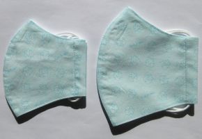 さくらっきー柄布マスク(ブルー)キッズ・M